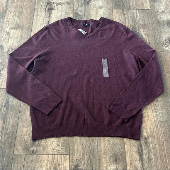NWT Alfani Men’s VNeck Sweater Luxury Touch Lightweight HeatherMaroon Size L - Picture 7 of 10
